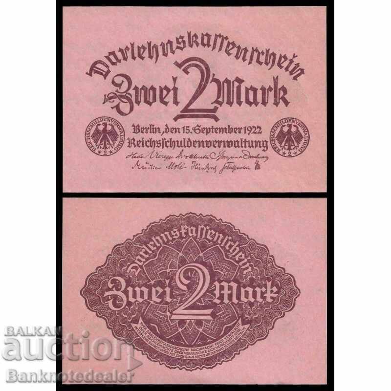 Germany 2 Mark Banknote Rosenberg 1922 Pick 62 aUnc