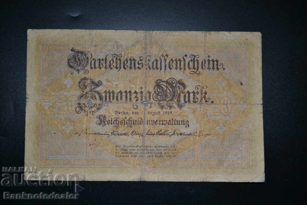 Germany 20 Mark 1914 Pick 48 Ref 8541 with price 3.00 BGN | € 1.53