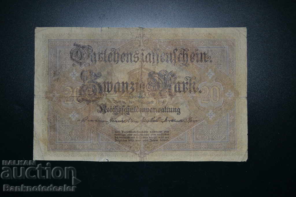 Germany 20 Mark 1914 Pick 48 Ref 9797 with price 7.00 BGN | € 3.58