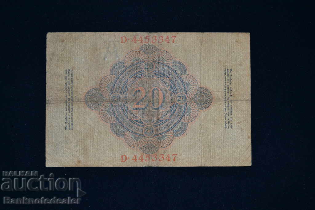 Germany 20 Mark 1908 Pick 31 Ref 3347 with price 4.00 BGN | € 2.05 Germany 20 Mark 1908 Pick 31 Ref 3347 with price 4.00 BGN | € 2.05