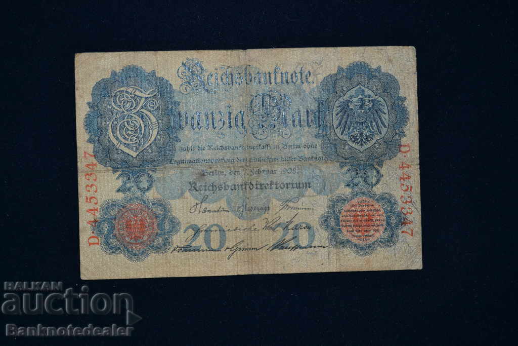 Γερμανία 20 Μάρκος 1908 Επιλογή 31 Ref 3347