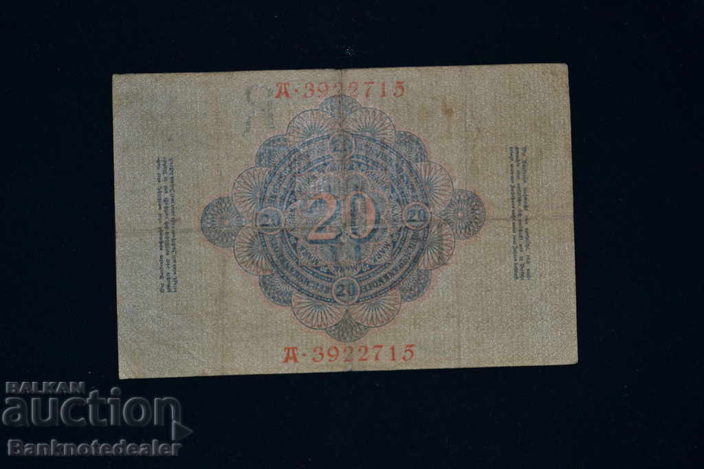 Germany 20 Mark 1910 Pick 31 Ref 2715 with price 4.00 BGN | € 2.05 Germany 20 Mark 1910 Pick 31 Ref 2715 with price 4.00 BGN | € 2.05