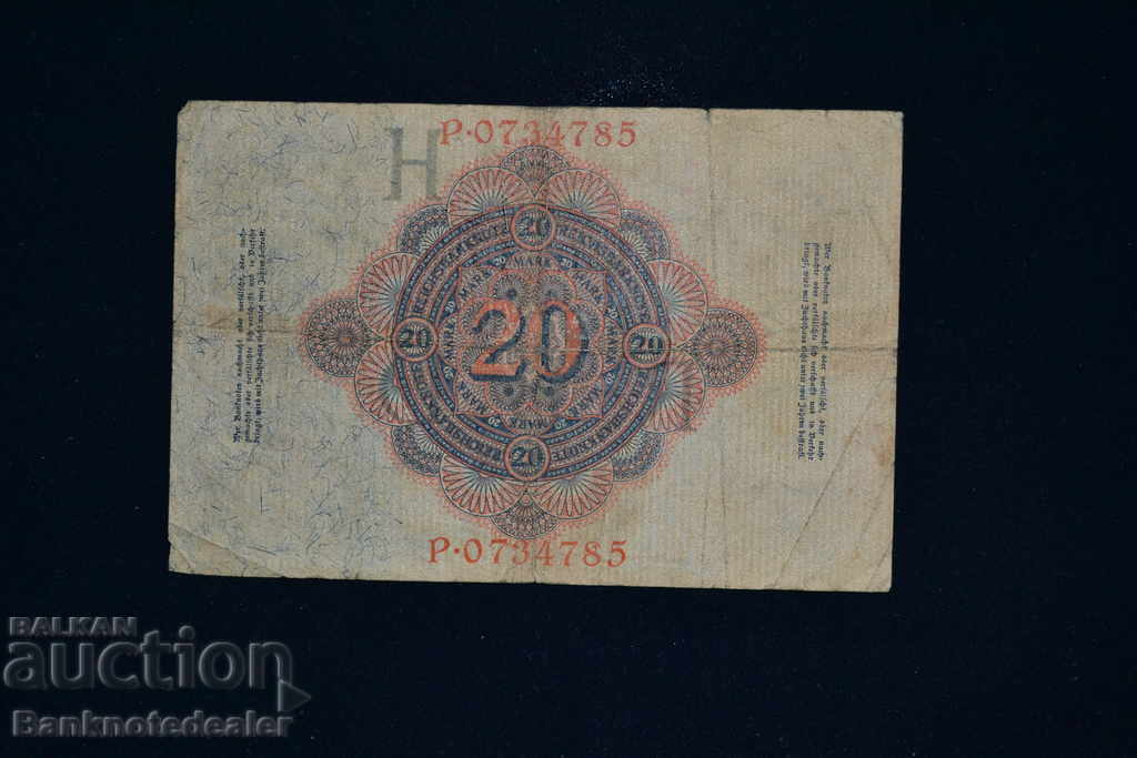 Germany 20 Mark 1914 Pick 31 Ref 4785 with price 4.00 BGN | € 2.05 Germany 20 Mark 1914 Pick 31 Ref 4785 with price 4.00 BGN | € 2.05