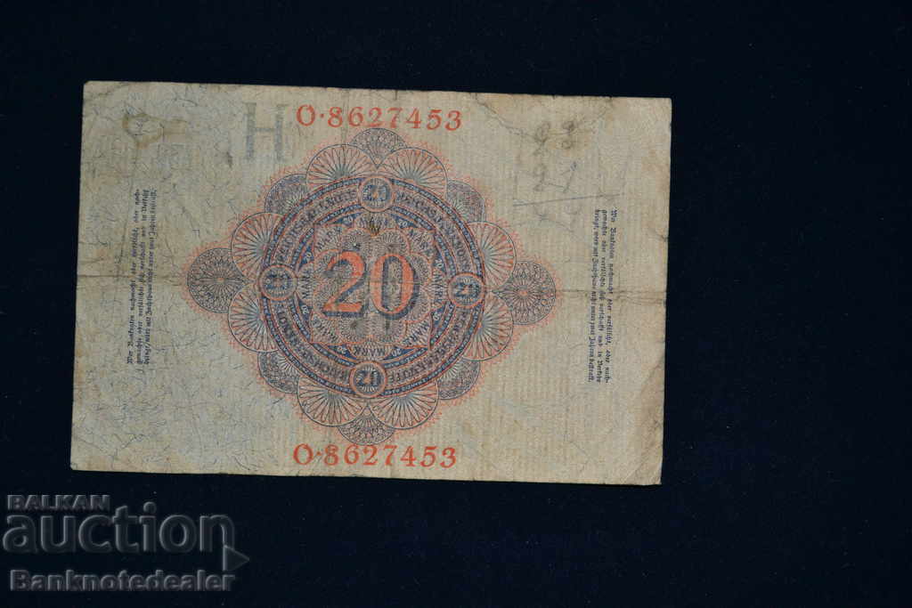 Germany 20 Mark 1914 Pick 31 Ref 7453 with price 4.00 BGN | € 2.05 Germany 20 Mark 1914 Pick 31 Ref 7453 with price 4.00 BGN | € 2.05