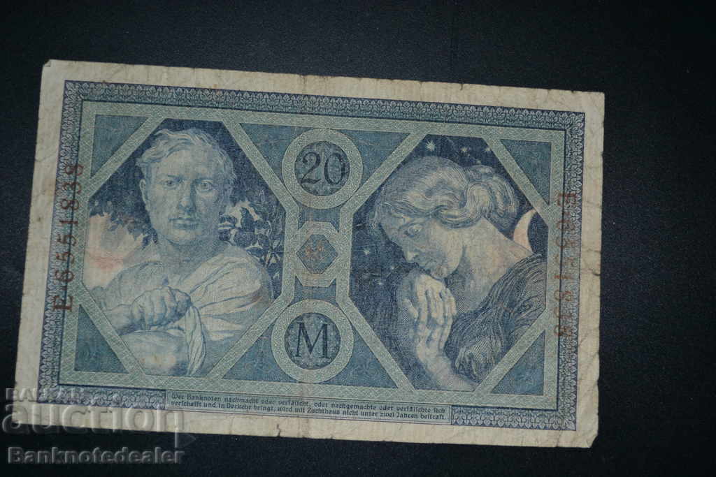 Germany 20 Mark 1915 Pick 63 Ref 1838 with price 5.00 BGN | € 2.56 Germany 20 Mark 1915 Pick 63 Ref 1838 with price 5.00 BGN | € 2.56