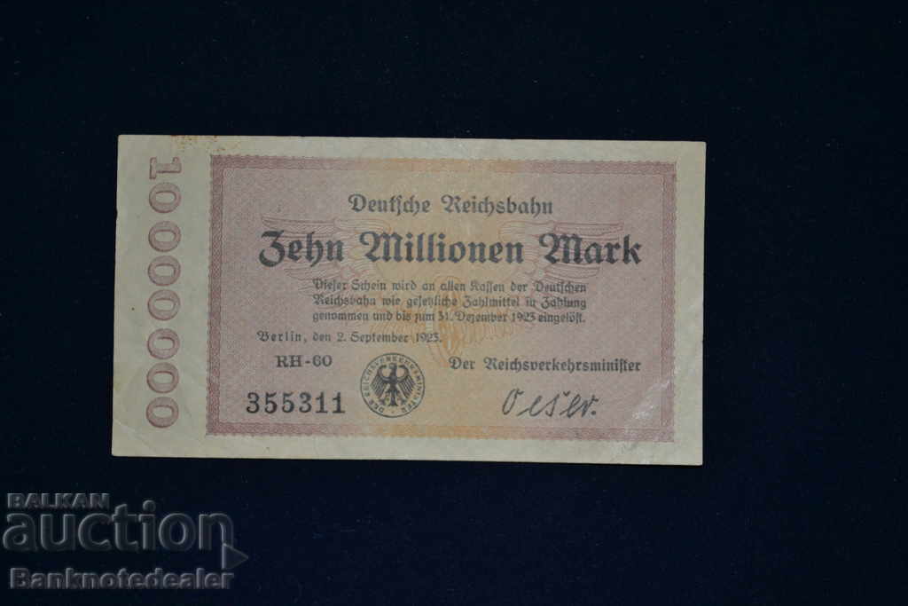 Germania Berlin 10 Millionen Mark 1923 Ref RH 60