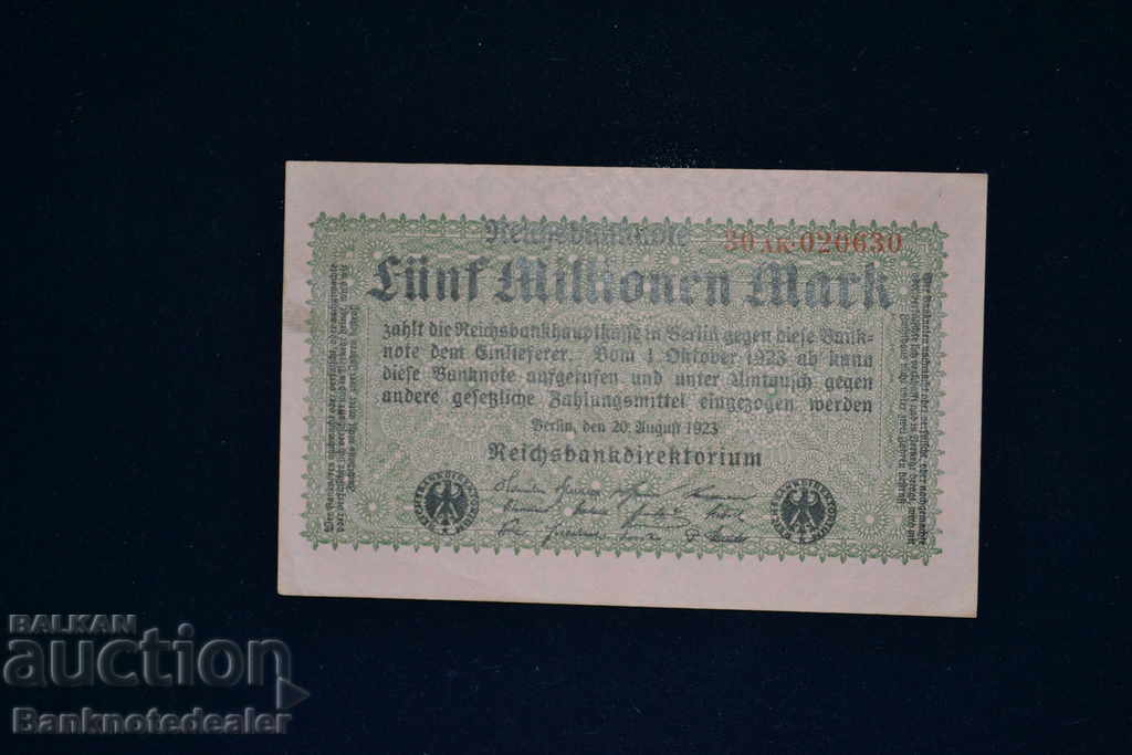 Germany 5 Millionen Mark 1923 Pick 105 Ref 0630