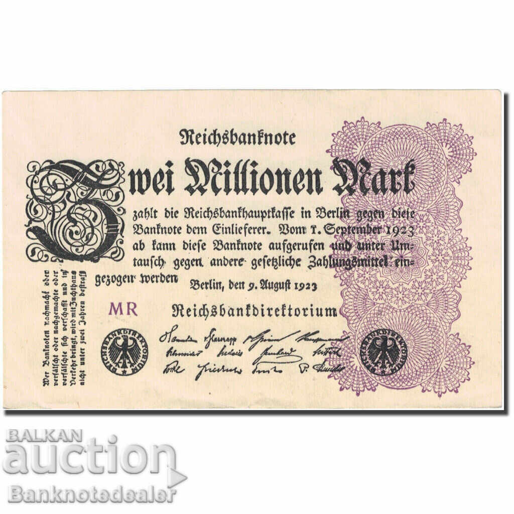 Germany 2 Millionen Mark 1923 Pick 104a MR