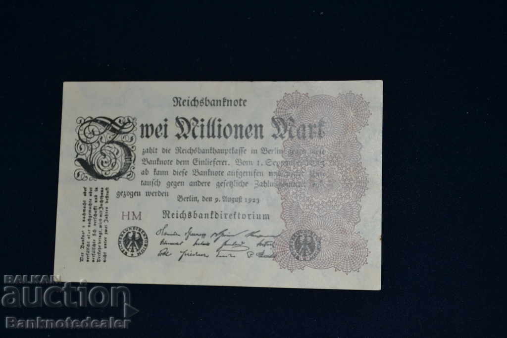 Germany 2 Millionen Mark 1923 Pick 104a Reg HM
