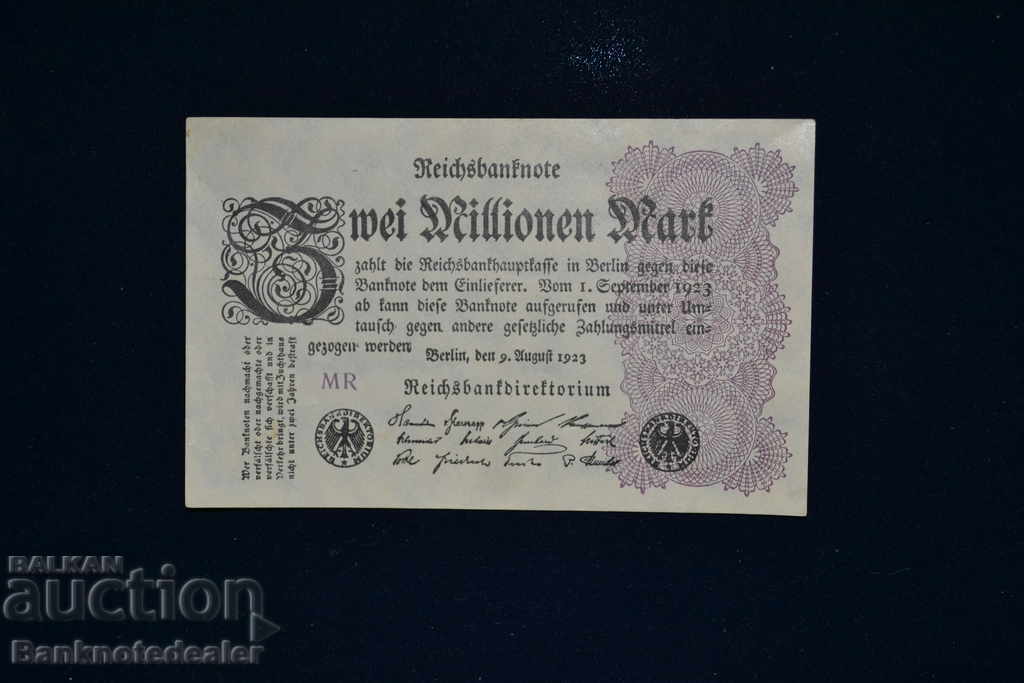 Germany 2 Millionen Mark 1923 Pick 104a Reg MR