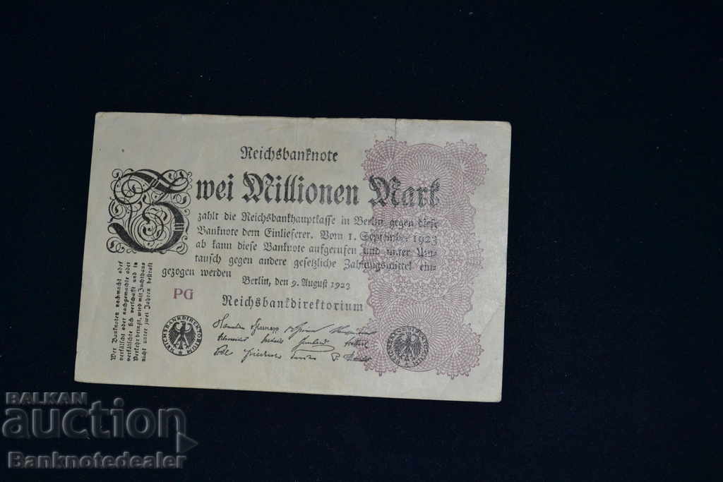 Germania 2 Millionen Mark 1923 Alege 104a Ref PG No2