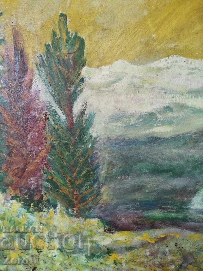 Delivery of Old Painting Signed '' KM '' Oil Paints