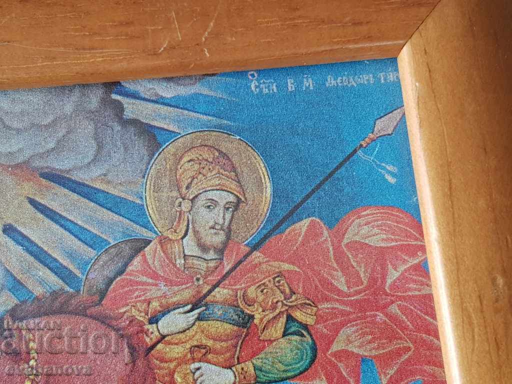 Delivery of Saint Demetrius icon with a wooden frame Delivery of Saint Demetrius icon with a wooden frame