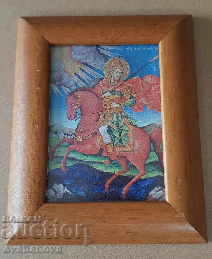 Saint Demetrius icon with a wooden frame Saint Demetrius icon with a wooden frame