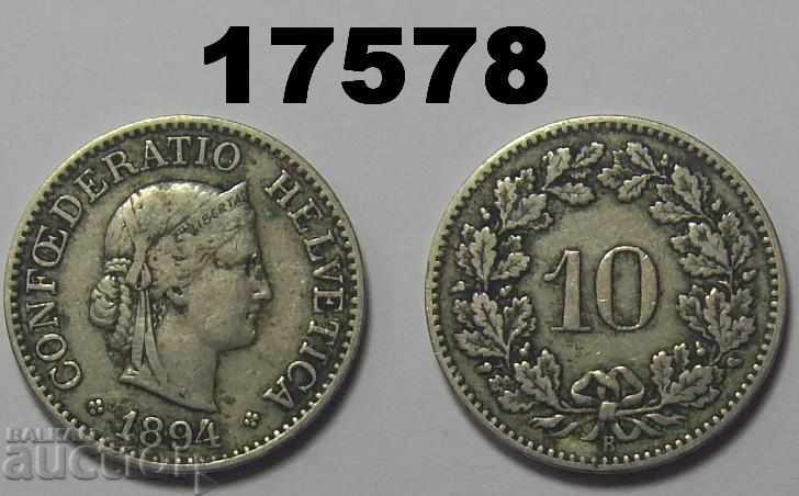 Швейцария 10 рапен 1894 монета