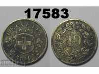 Switzerland 10 rapen 1851 coin