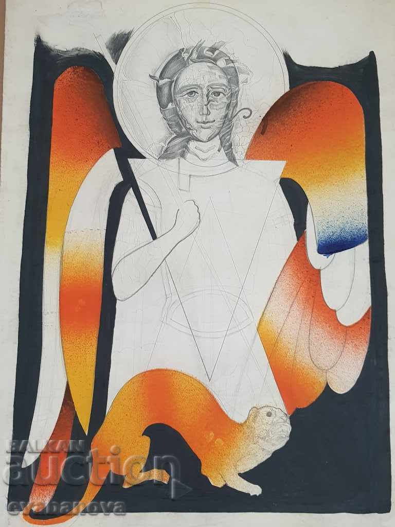 Auction Drawing Icon Archangel Michael a nice decorative painting Auction Drawing Icon Archangel Michael a nice decorative painting