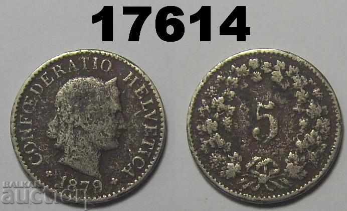 Rare Switzerland 5 rapen 1879 coin