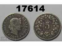 Σπάνιο νόμισμα Ελβετίας 5 rapen 1879