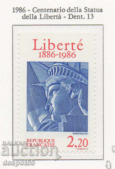 1986. Γαλλία. 100 χρόνια από το Άγαλμα της Ελευθερίας.