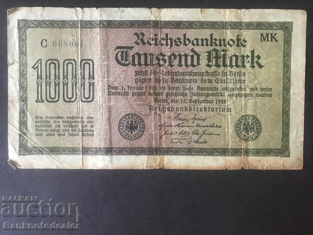 Γερμανία 1000 Mark 1922 Επιλέξτε 76 CMK
