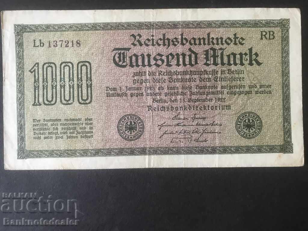 Γερμανία 1000 Mark 1922 Επιλέξτε 76 LRB