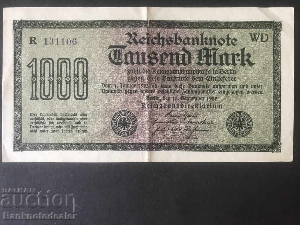 Germany 1000 Mark 1922 Pick 76 RWD 1106