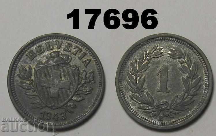 Switzerland 1 Rap 1943 coin