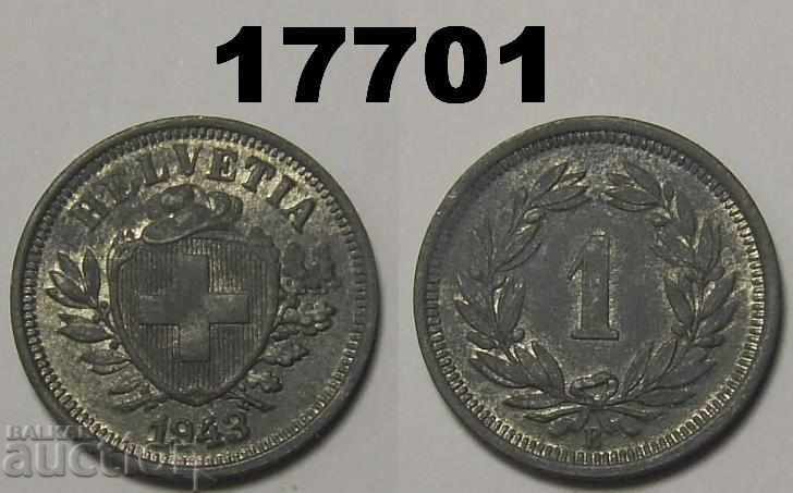 Швейцария 1 рапен 1943 монета