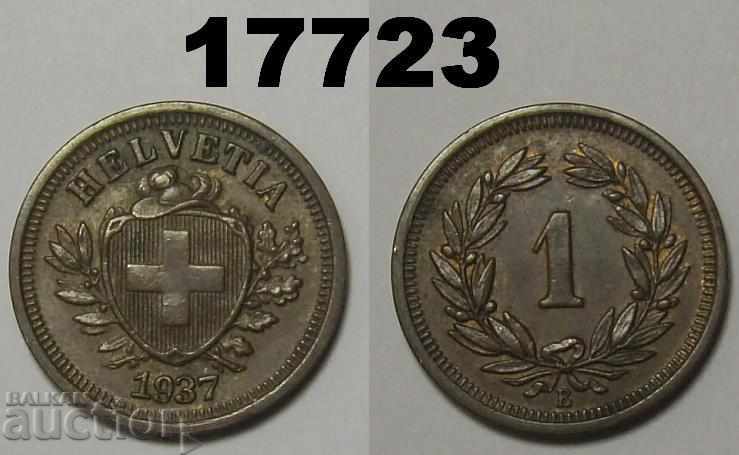 Switzerland 1 rapen 1937 coin