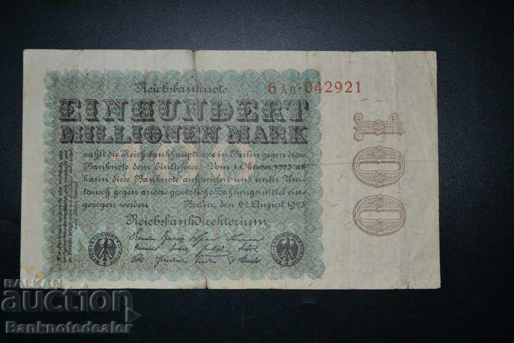 Germany 100 Million Mark 1923 Pick 107 Ref 2921