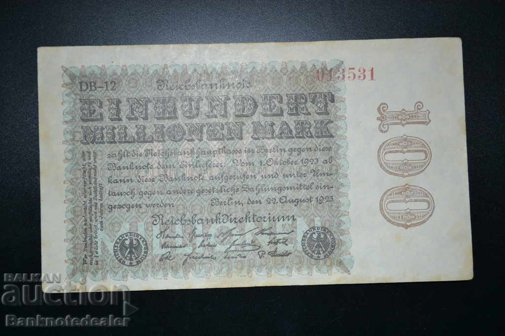 Γερμανία 100 εκατομμύρια δολάρια 1923 Επιλέξτε 107 Ref 3531