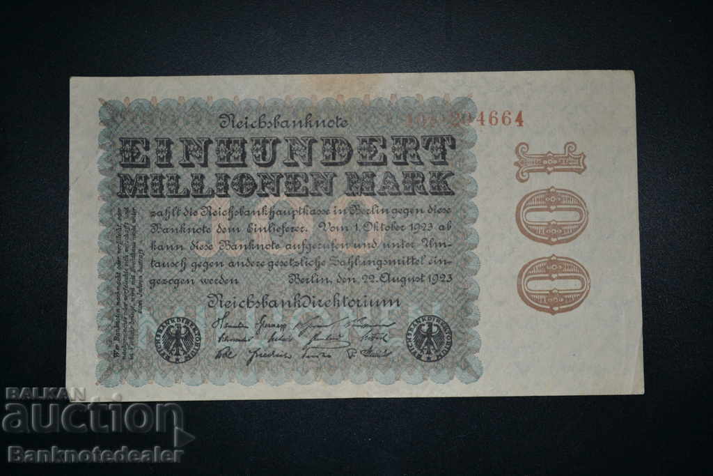 Γερμανία 100 εκατομμύρια δολάρια 1923 Επιλέξτε 107 Ref 4664