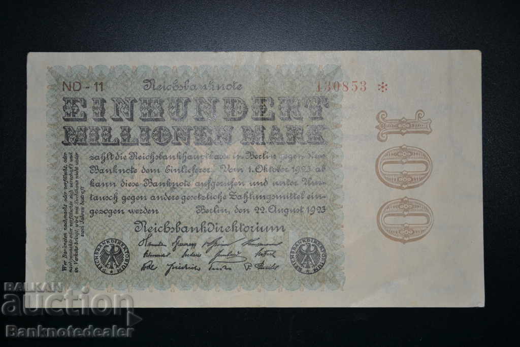 Germany 100 Million Mark 1923 Pick 107 Ref 0853