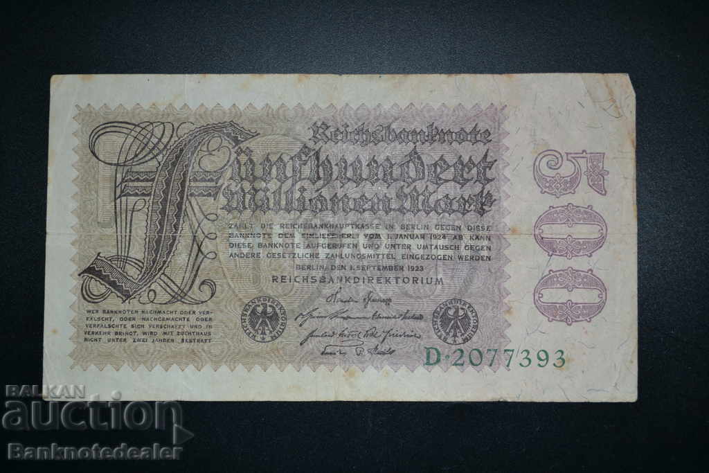 Γερμανία 500 εκατομμύρια δολάρια 1923 Επιλέξτε 108 Ref 7393