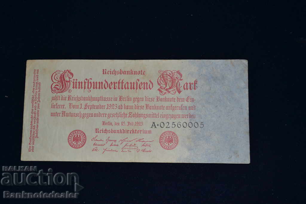 Germany 500 000 Mark 1923 Pick 92 Ref 0005