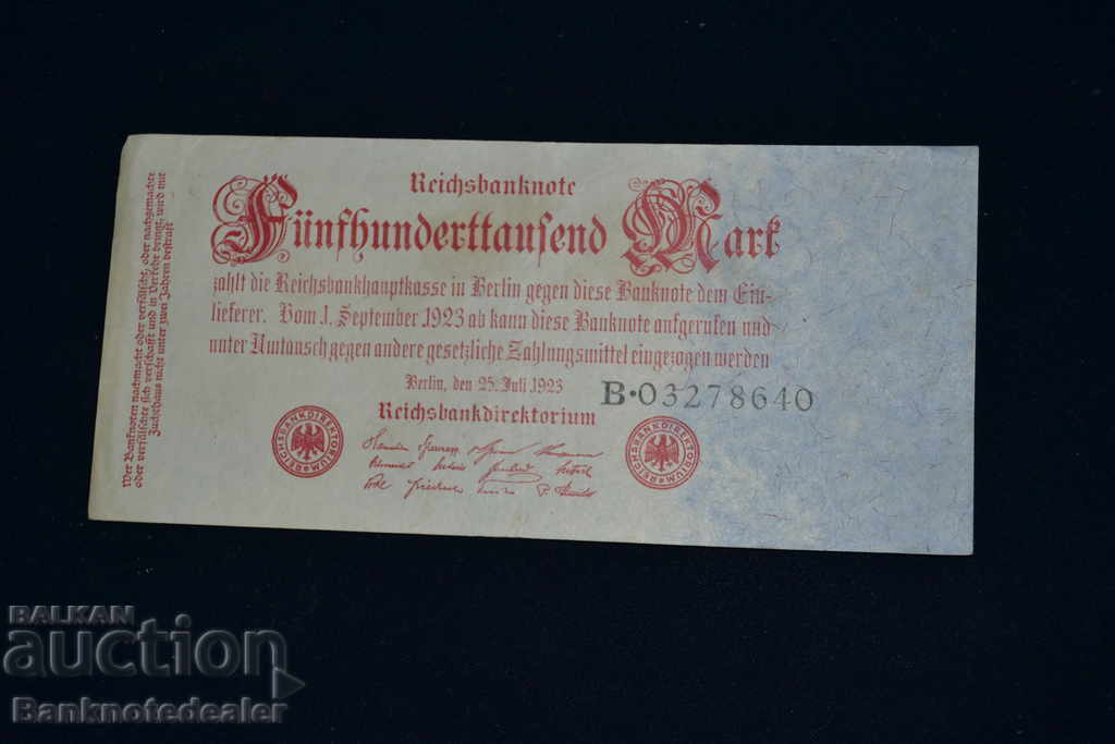 Germania 500 000 Mark 1923 Pick 92 Ref 8640