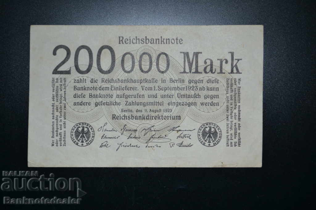 Germany 200000 Mark 9-8-1923 Pick 100 No 3