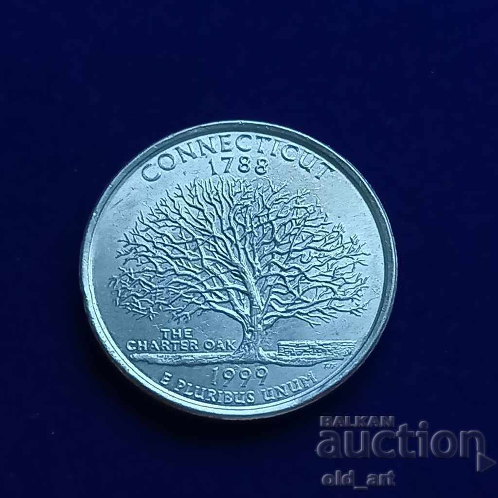 Coin - USA, 1/4 Dollar 1999, commemorative, Connecticut with price 4.00 BGN | € 2.05 Coin - USA, 1/4 Dollar 1999, commemorative, Connecticut with price 4.00 BGN | € 2.05
