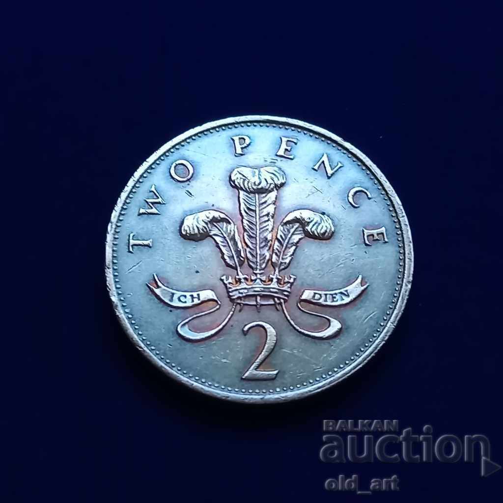 Монета - Великобритания, 2  пенса 1985 г.