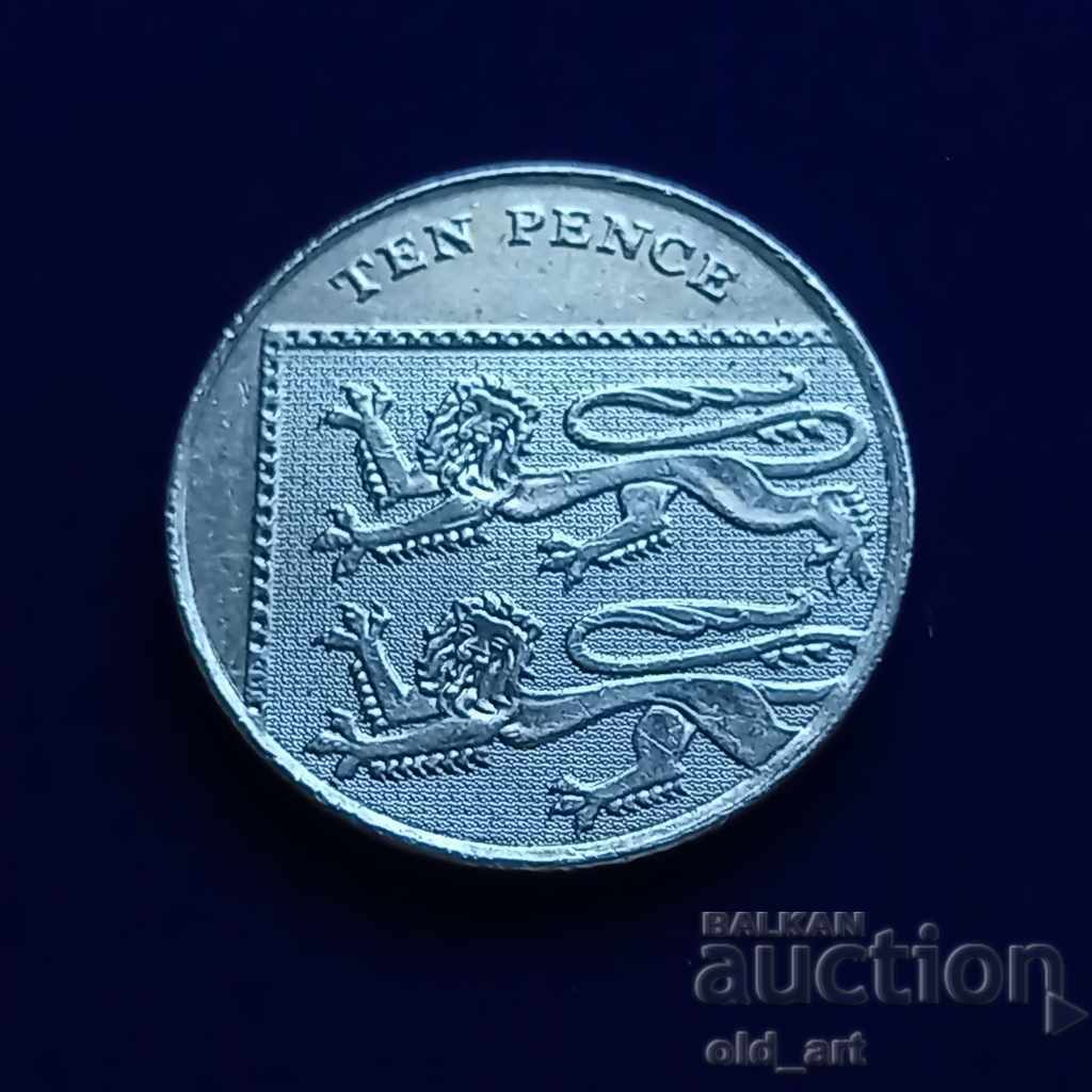 Монета - Великобритания, 10 пенса 2010 г.
