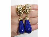 Clip Earrings with Imitation Lapis Lazuli