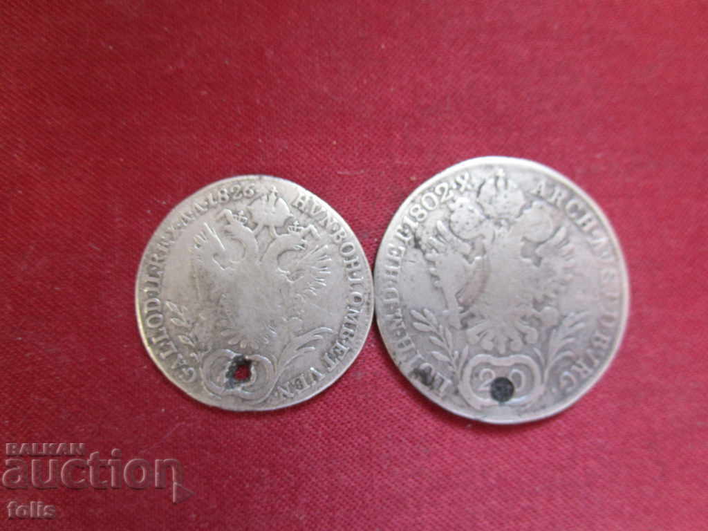 Rare 10 și 20 Kreuzers, Austria-argint