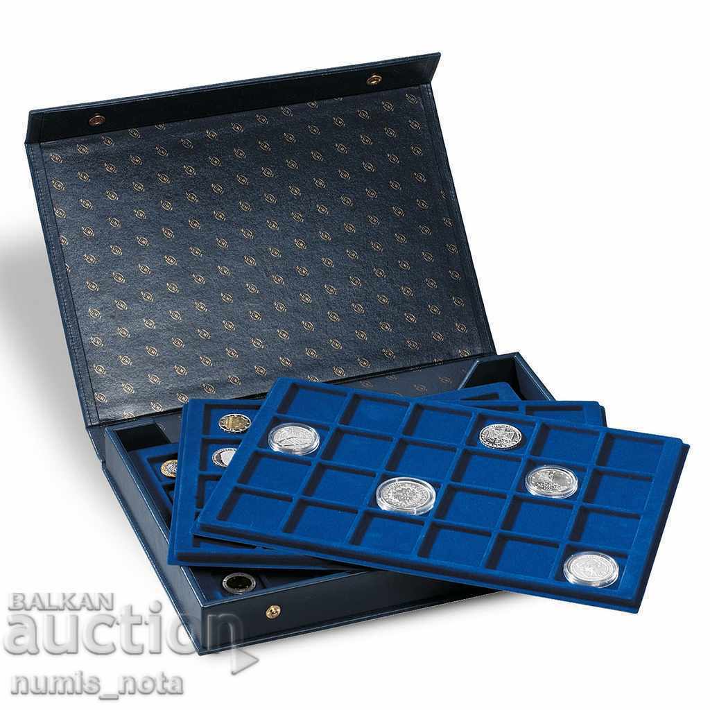 coin storage and presentation box with 4 trays for 128