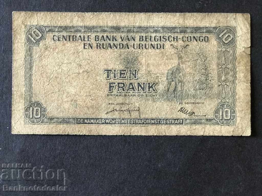 Belgian Congo Rwanda Burundi 10 francs 1959 Pick 30 Ref 8614 with price 18.00 BGN | € 9.20