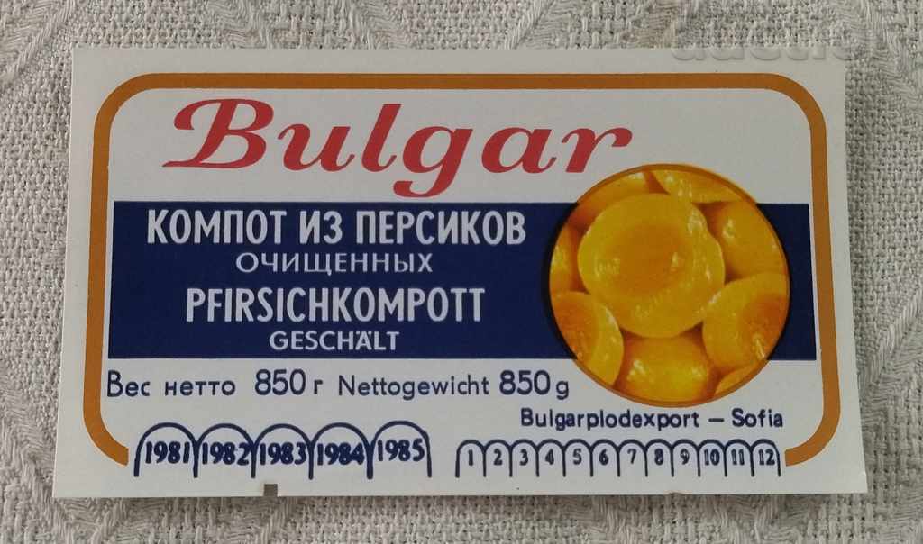ETICHETĂ BULGARPLOD PORT COMPOTE EXPORT 1990