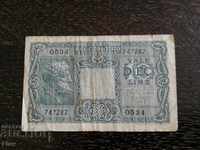 Банкнота - Италия - 10 лири | 1944г.