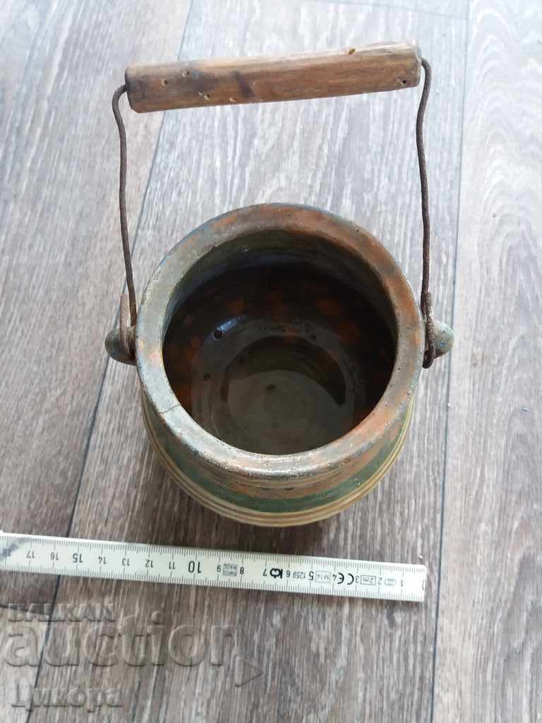 Auction OLD CLAY CERAMIC CERAMICS COPPER KANCHE 19TH CENTURY Auction OLD CLAY CERAMIC CERAMICS COPPER KANCHE 19TH CENTURY