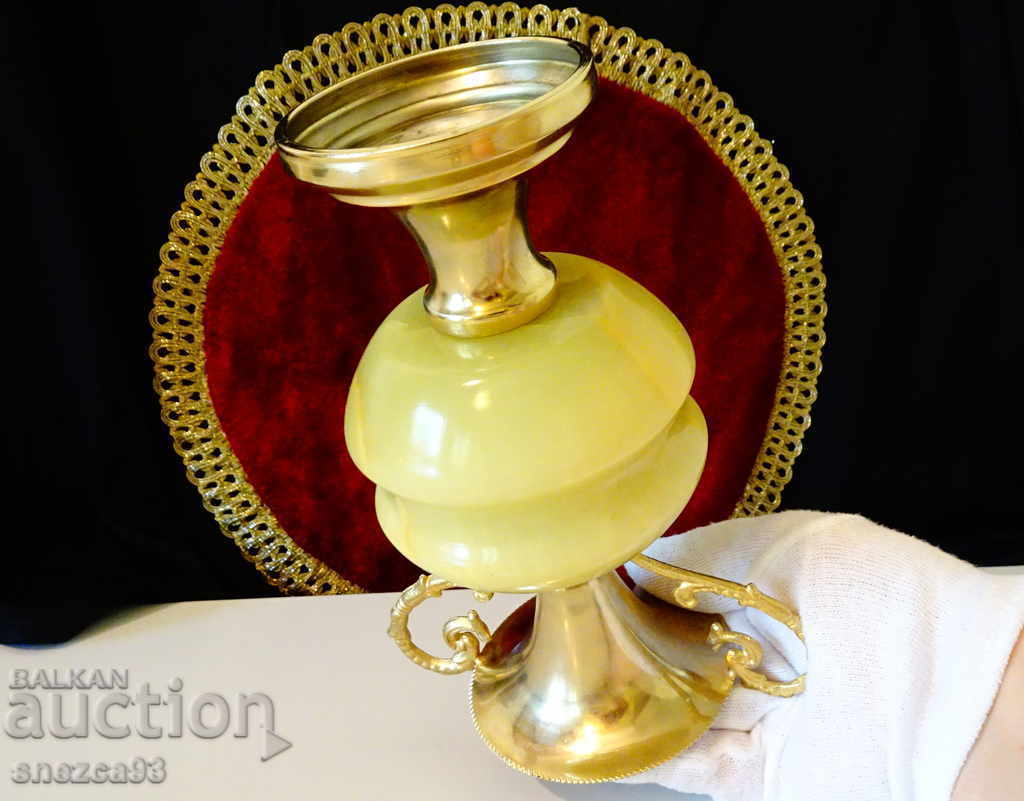 Bronze vase, amphora, onyx 1 kg., gilding - 7 Bronze vase, amphora, onyx 1 kg., gilding - 7