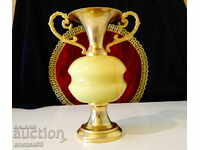 Gold-plated vase, onyx amphora 1 kg.